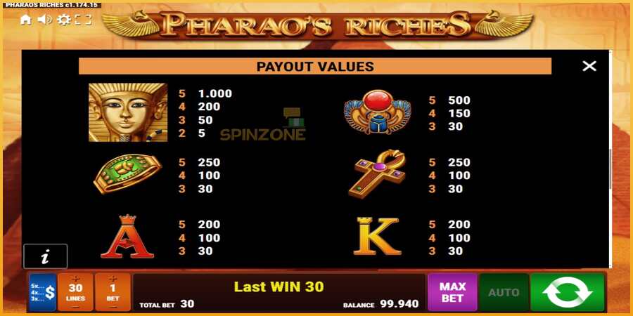 Pharaos Riches màquina de joc per diners, imatge 7