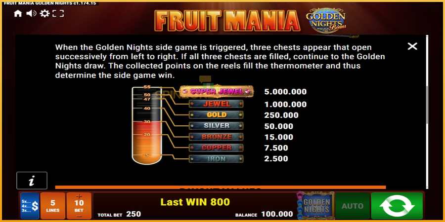 Fruit Mania Golden Nights màquina de joc per diners, imatge 6