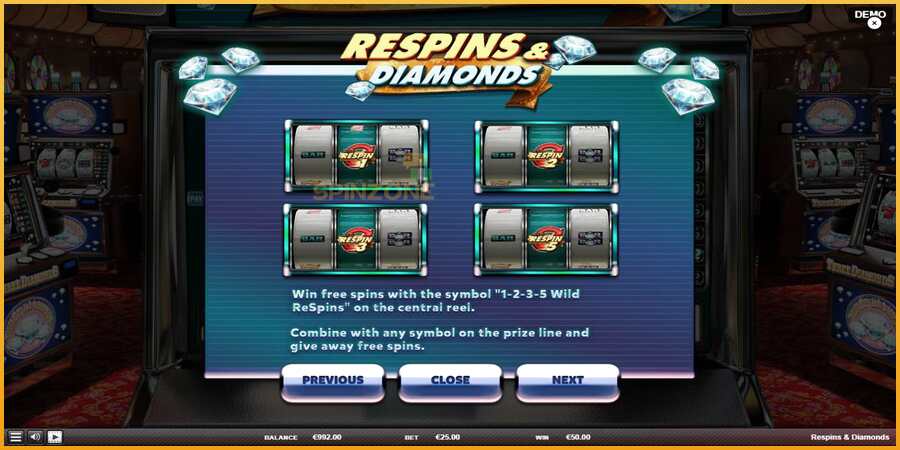 Respins Diamonds màquina de joc per diners, imatge 6