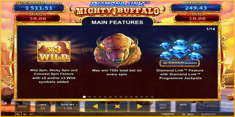 Diamond Link Mighty Buffalo màquina de joc per diners, imatge 3