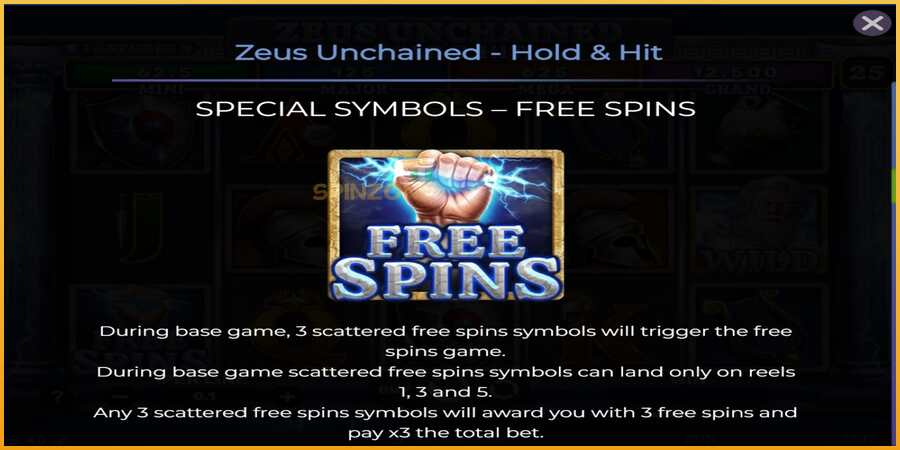 Zeus Unchained - Hold & Hit màquina de joc per diners, imatge 5