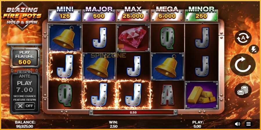 Blazing Fire Pots Hold & Spin màquina de joc per diners, imatge 3